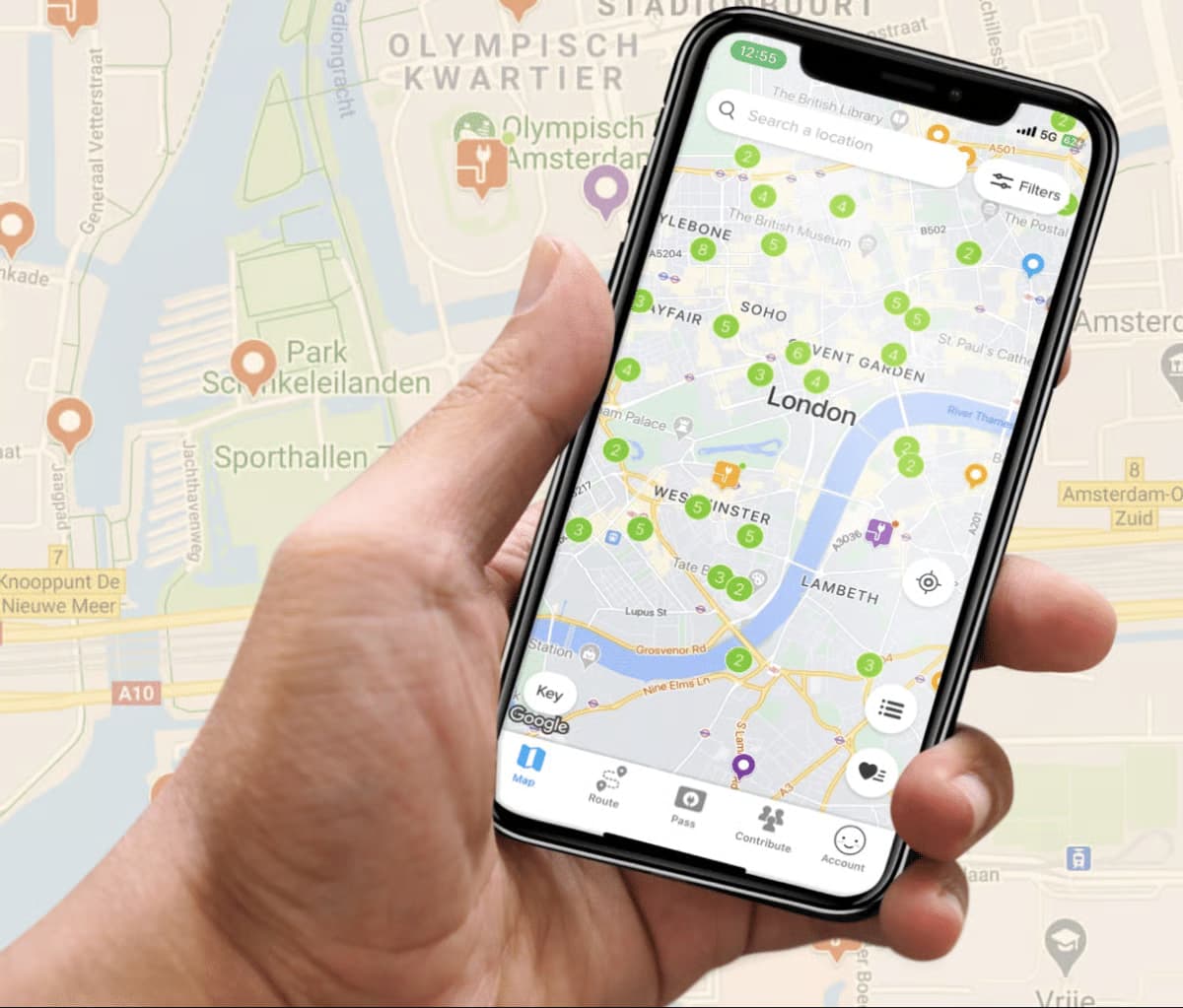 Carte des bornes de recharge sur l'application mobile