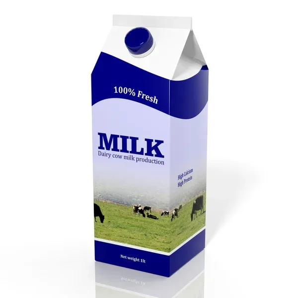 Brique de lait d'un litre, emballage multicouche carton, polyéthylène et aluminium